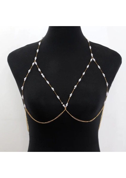 Şıklığınızı Tamamlayacak Inci Zincir Detaylı Vücut Zinciri