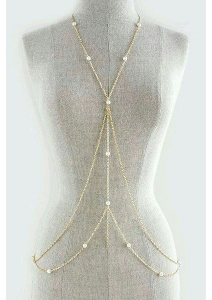 Şıklığınızı Tamamlayacak Zarif Inci Zincir Vücut Aksesuarı