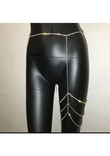 Şık ve Zarif Taş Detaylı Zincir Bacak Aksesuarı