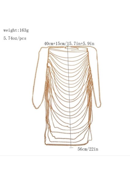 Altın Renk Zincirli Uzun Püskül Model Vücut Zinciri B2080M modelleri