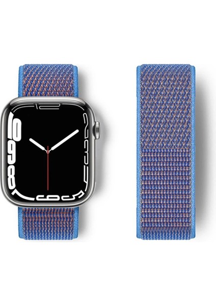 Apple Watch 42MM Hasırlı Cırtcırtlı Kordon - Mor