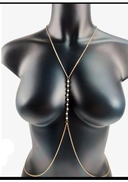 Şık ve Zarif Inci Detaylı Kadın Vücut Zinciri