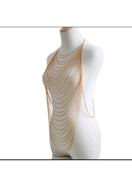 Altın Renk Zincirli Uzun Püskül Model Vücut Zinciri B2080M fırsatları