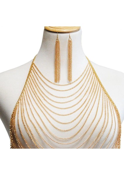 Altın Renk Zincirli Uzun Püskül Model Vücut Zinciri B2080M indirimleri