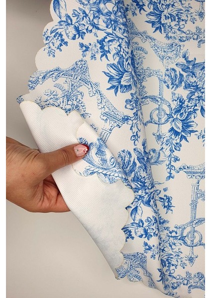 Fransız Stili Toile De Jouy Desenli Dikişsiz Lazer Kesim Runner - 48X132CM modelleri