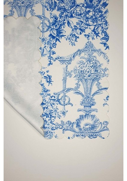 Fransız Stili Toile De Jouy Desenli Dikişsiz Lazer Kesim Runner - 48X132CM fırsatları