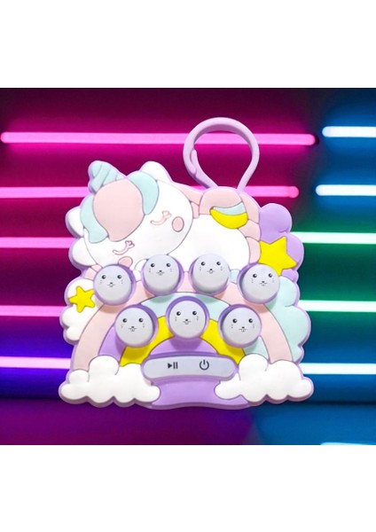 Yüksekkalite Mini Lila Popit Yeni Nesil Anahtarlıklı Lila Popit Oyuncak Popit Sesli LED Işıklı Popit