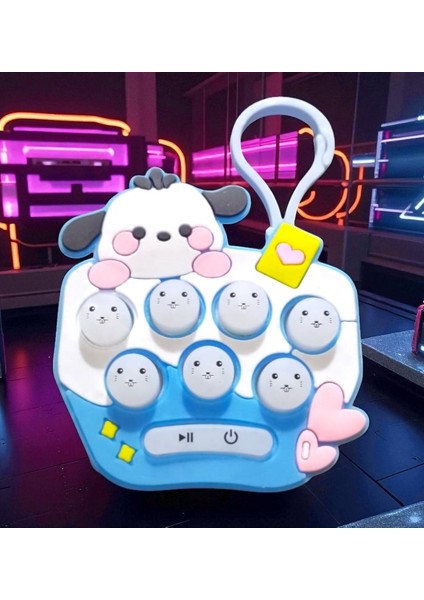 Yüksekkalite Mini Mavi Popit Yeni Nesil Anahtarlıklı Mini Popit Oyuncak Popit Sesli LED Işıklı Popit