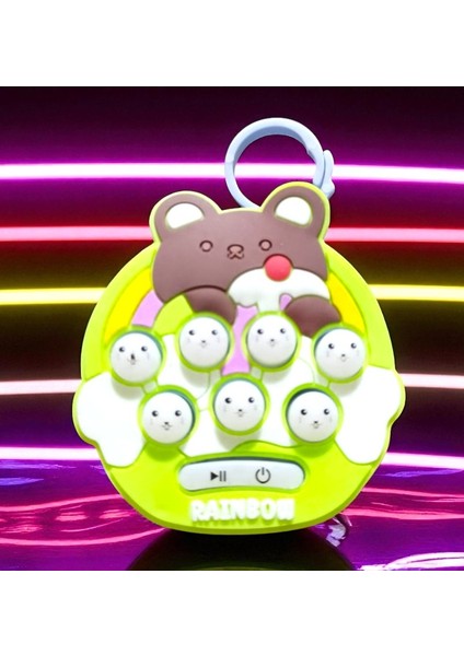 Yüksek Kalite Mini Yeşil Popit Yeni Nesil Anahtarlıklı Popit Oyuncak Popit Sesli LED Işıklı Popit