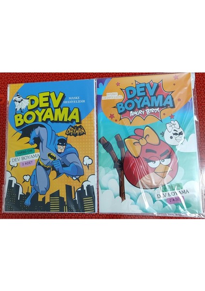 2 Adet Dev Boyama Kitabı (90CMX64CM)- (Batman/angry Birds Figürlü)