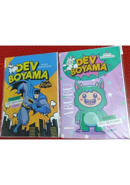 2 Adet Dev Boyama Kitabı (90CMX64CM)- (Batman/labubu Figürlü)