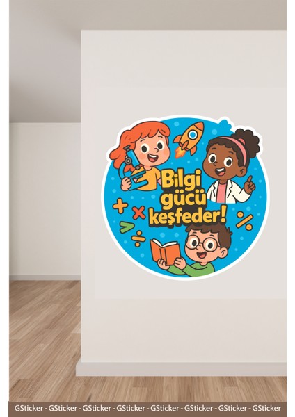 Bilgi Gücü Keşfeder Okul Posteri Anaokulu Anasınıfı Kreş Çocuk Odası Duvar Sticker fırsatları