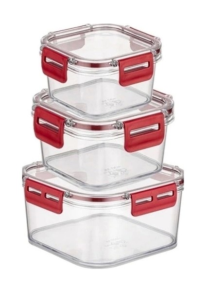3&amp;#39;lü Pratik Silikon Contalı Sızdırmaz Kapaklı Sağlam Istiflenebilir Saklama Kapları (5047) fiyatları