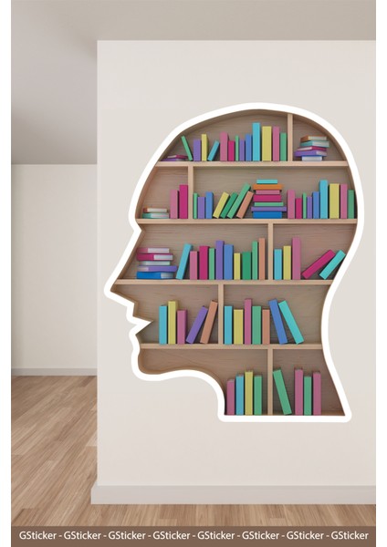 Kitap Kafa Kitap Rafı Sticker Okul Posteri Anaokulu Anasınıfı Kreş Çocuk Odası Duvar Sticker