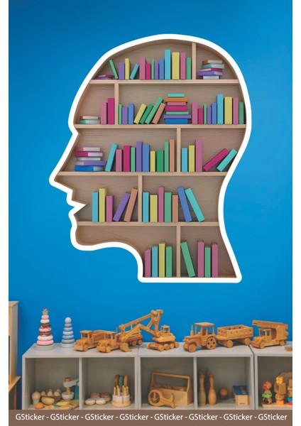Kitap Kafa Kitap Rafı Sticker Okul Posteri Anaokulu Anasınıfı Kreş Çocuk Odası Duvar Sticker fiyatları