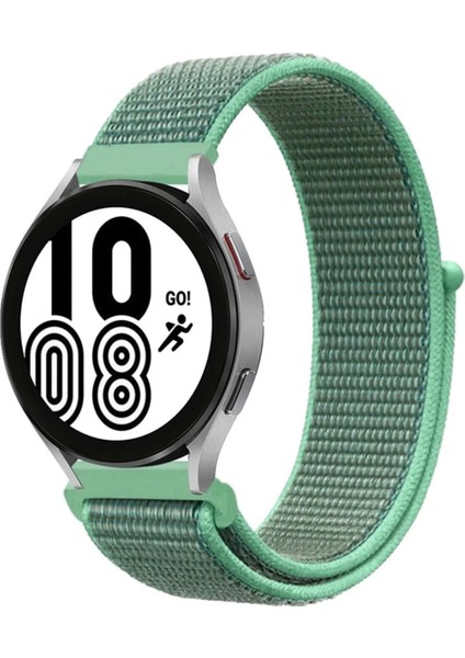 Samsung Galaxy Watch 4 Hasırlı Cırtcırtlı Kordon - Turkuaz