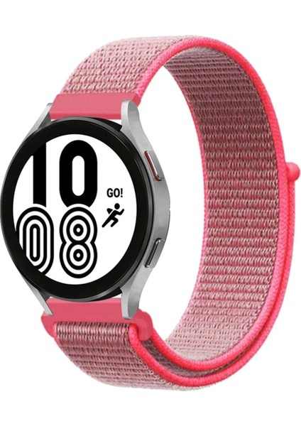 Samsung Galaxy Watch 4 Hasırlı Cırtcırtlı Kordon - Pembe