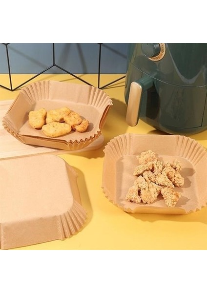 50 Adet Air Fryer Pişirme Kağıdı Tek Kullanımlık Hava Fritöz Yağ Geçirmez Yapışmaz Kare Tabak Model modelleri