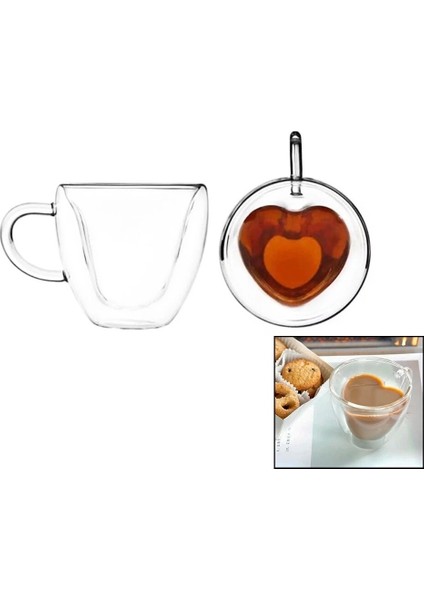 120 ml Kalpli Çift Cidarlı - Sadetermisil - Isıya Dayanıklıkulplu Cam Bardak Borosilikat Iç Kısmı 120 ml Almaktadır (5047)