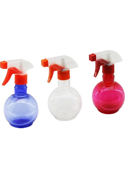 350ML Renkli Şeffaf Tombul - Plastik Boş Sprey Püskürtücü Şişe (5047)
