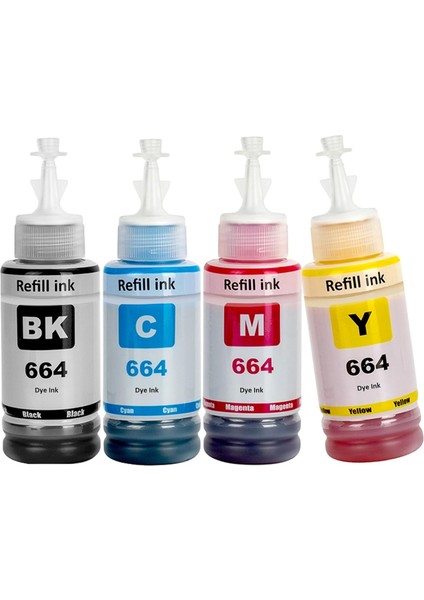 T664 (664) 4 Renk Muadil Mürekkep Seti (70ML) Epson Ecotank L350,L355,L360,L361,L365 Yazıcı Uyumlu