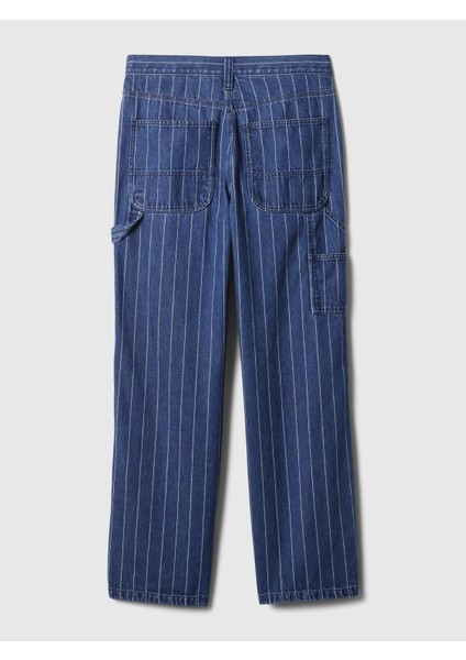 Kadın Koyu Mavi Mid Rise '90S Loose Çizgili Carpenter Jean Pantolon fiyatları