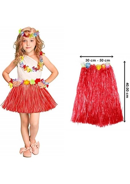Hawaii Hula Eteği Kırmızı Renk 40 cm GO50605450370
