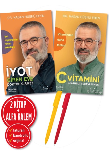 Alfa Kalem+ Hasan Hüsnü Eren 2 Kitap Sağlık Yeni Iyot Giren Eve Doktor+C Vitamini, Imkansızı Tedavi