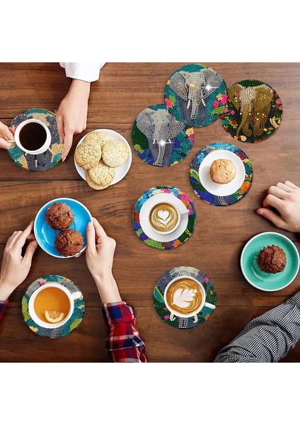 Elmas Boyama Bardak Altlığı Seti Fil Desenli Elmas Boyama Çocuklar ve Yetişkinler Için Elmas Boyama Sanatı modelleri