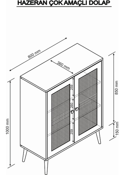 2 Kapaklı Hazeran Çok Amaçlı Dolap - Safir Meşe - 80 cm