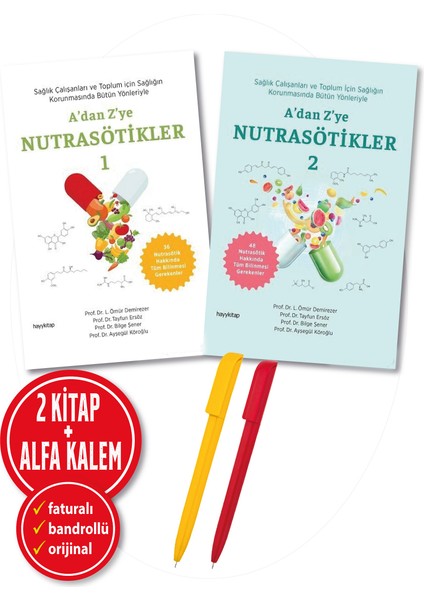 Alfa Kalem+ A’dan Z’ye Nutrasötikler 1 ve 2 Kitap Set Yeni Ömür Demirezer+Kolektif-Sağlık Hayykitap