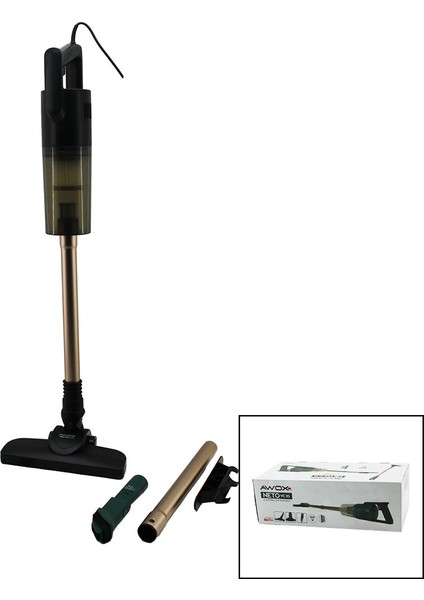 Awox Neto Vc-10 Gold Metal Saplı Dik Elektrikli Süpürge 500W 5mt KABLOSAP=75+35=110CMHEPA Filtre