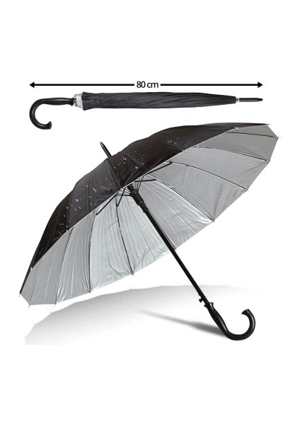 Siyah 16 Telli Erkek Baston Şemsiye (5047)