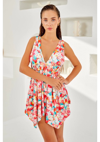 Lapieno 4119 Kadın V Yaka Elbise Mayo