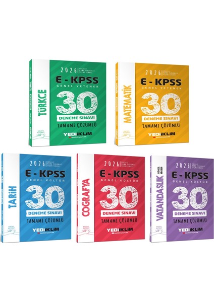 Yediiklim 2026 Ekpss Tüm Adaylar Için 30 Deneme Seti 5 Kitap
