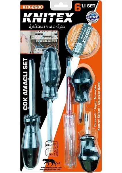 6pcs Tornavida - Çok Amaçlı Set Tornavida - Topaç Tornavida - Kontrol Kalem - Elektrik Bant (5047)