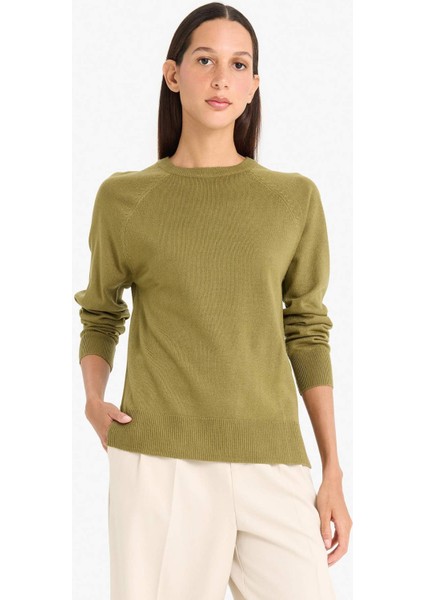 Relax Fit Bisiklet Yaka Basic Düz Triko Kazak I6913AZ25WN modelleri