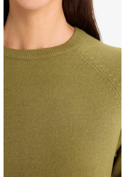 Relax Fit Bisiklet Yaka Basic Düz Triko Kazak I6913AZ25WN indirimleri