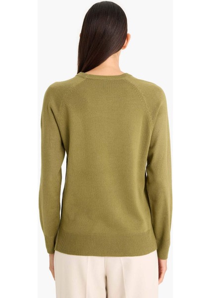 Relax Fit Bisiklet Yaka Basic Düz Triko Kazak I6913AZ25WN