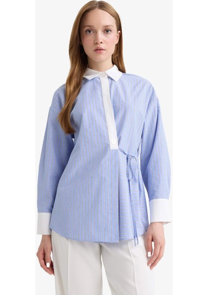 Regular Fit Gömlek Yaka Çizgili Poplin Uzun Kollu Tunik F9174AX25AU modelleri