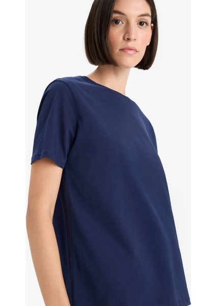 Regular Fit Bisiklet Yaka Basic Düz Penye Kısa Kollu Tişört W9584AZ25AU