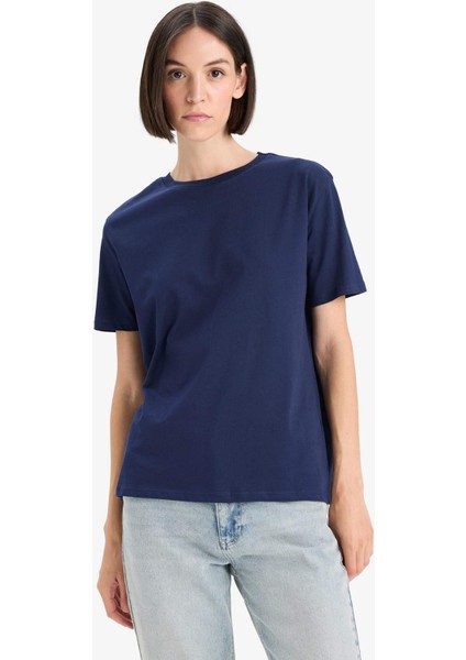 Regular Fit Bisiklet Yaka Basic Düz Penye Kısa Kollu Tişört W9584AZ25AU modelleri