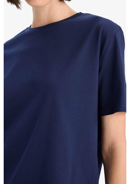 Regular Fit Bisiklet Yaka Basic Düz Penye Kısa Kollu Tişört W9584AZ25AU indirimleri