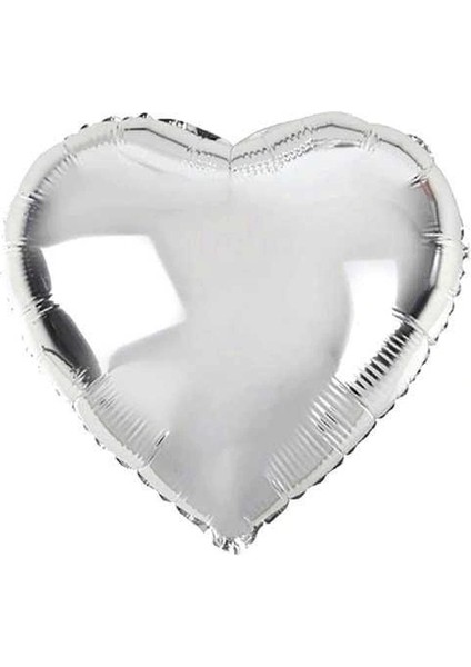 Kalp Şekilli Gümüş Renk Toptan Folyo Balon 45 cm 10 Adet (5047) fiyatları