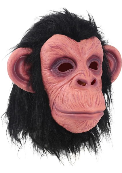 Siyah Saçlı Kafaya Tam Geçmeli Lateks Şempanze Maskesi - Lateks Maymun Orangutan Goril Maske Et Maske (5047) modelleri
