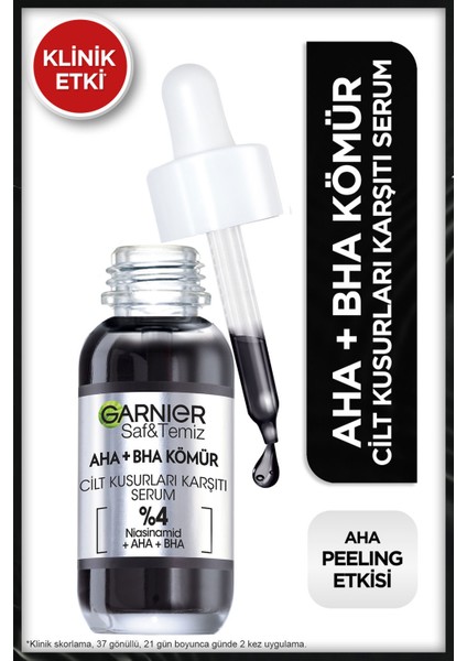 Aha Bha Cilt Kusurları Karşıtı Siyah Serum %4 [niasinamid Peeling Etkili Aha Bha] 30ml