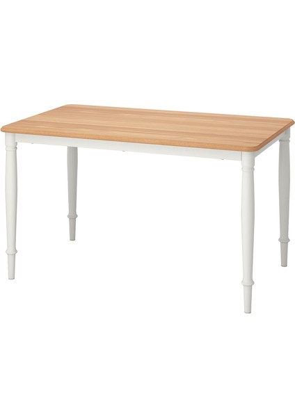 Danderyd Mutfak Masası 130X80 cm Vernikli Meşe Kaplama Beyaz Çelik Ayaklı Masa