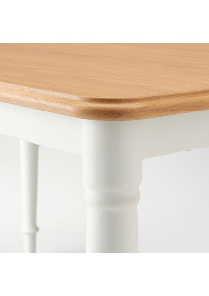 Danderyd Mutfak Masası 130X80 cm Vernikli Meşe Kaplama Beyaz Çelik Ayaklı Masa indirimleri