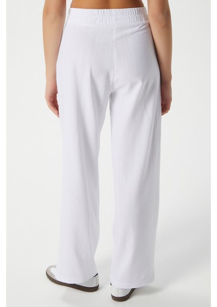 Kadın Lana Keten Pamuk Beyaz Palazzo Pantolon modelleri