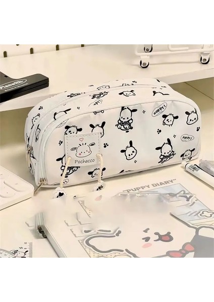 Kawaii Karikatür Hellokitty Kalem Çantası Sevimli Pochacco Çift Katmanlı Büyük Kapasiteli Masaüstü Depolama Kurşun Kalem Kutusu Öğrenci Dağarcığı: Hellokitty (Yurt Dışından)